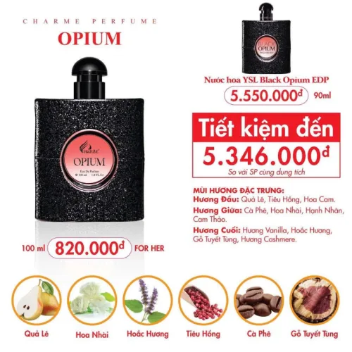 Nước Hoa Nữ Charme Opium Hương Thơm Quyến Rũ Bí Ẩn 100ml