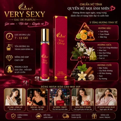 Nước Hoa Nữ Charme Very Sexy Chai Tròn 10ml - Hương Thơm Ngọt Ngào Quyến Rũ