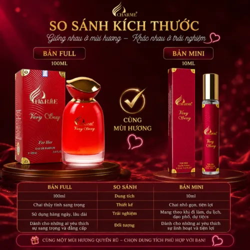 Nước Hoa Nữ Charme Very Sexy Chai Tròn 10ml - Hương Thơm Ngọt Ngào Quyến Rũ