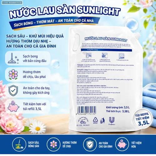 Nước Lau Sàn Túi SUNLIGHT Hương Hoa Lavender 3.6kg