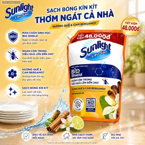 Nước Lau Sàn Túi SUNLIGHT Hương Quế & Cam Bergamot 3,4kg