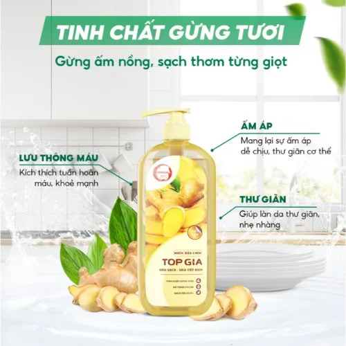 Nước Rửa Chén Top Gia Hương Gừng Tươi 1kg/Chai