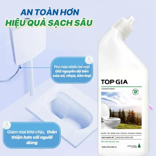 Nước Tẩy Bồn Cầu Top Gia - Chai Khử Mùi Bồn Cầu Diệt Khuẩn Siêu Sạch Tiết Kiệm 500ml