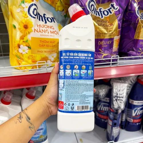 Nước Tẩy Bồn Cầu Vim Hương Chanh Sả Dịu Mát 880ml - Chai Màu Trắng