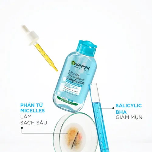 Nước Tẩy Trang Garnier Nắp Xanh Micellar Cleansing Water Salicylic BHA Dành Cho Da Dầu Mụn 400ml