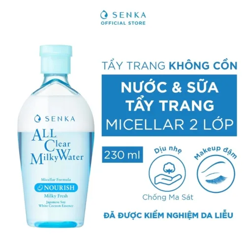 Nước Tẩy Trang Senka All Clear Micellar 230ml Hỗ Trợ Dưỡng Ẩm Sạch Sâu Làm Sáng Da