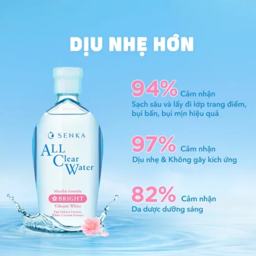 Nước Tẩy Trang Senka All Clear Micellar Bright Màu Hồng 230ml