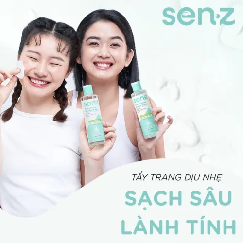 Hình truyền thông nhấn thông điệp tẩy trang dịu nhẹ, sạch sâu, lành tính