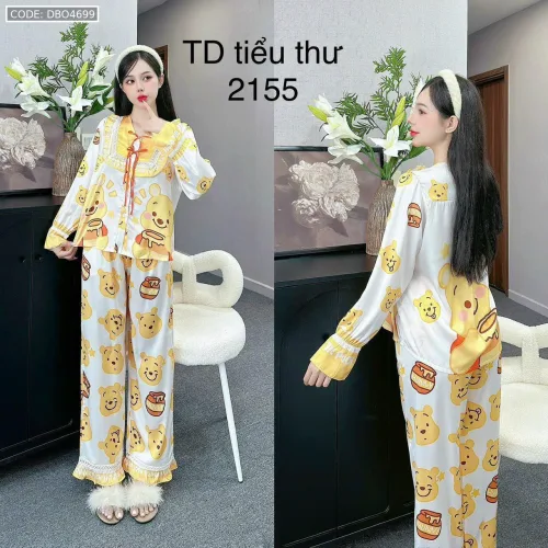 Đồ bộ latin quần dài xoè ống áo tay dài cổ viền có nơ cột