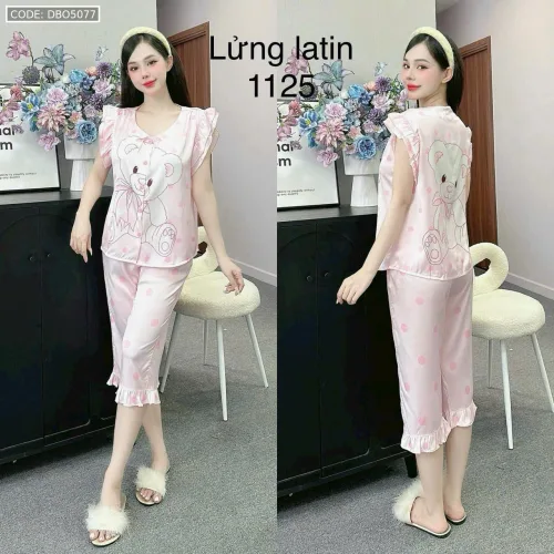 Đồ bộ latin siêu mát quần lửng áo sát nách bèo nhiều hình dễ thương