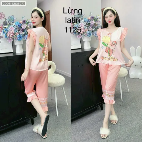 Đồ bộ latin siêu mát quần lửng áo sát nách bèo nhiều hình dễ thương