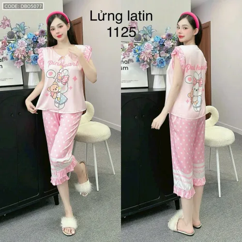Đồ bộ latin siêu mát quần lửng áo sát nách bèo nhiều hình dễ thương