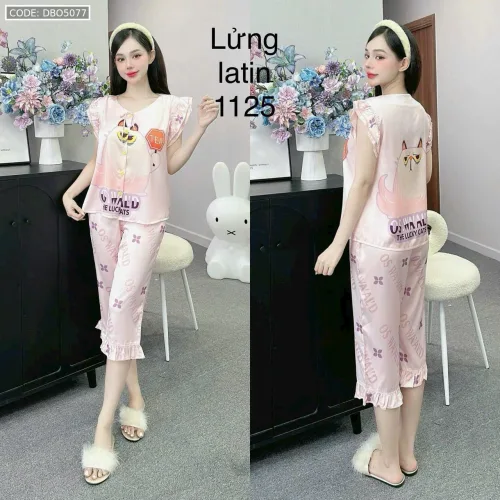 Đồ bộ latin siêu mát quần lửng áo sát nách bèo nhiều hình dễ thương