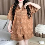 Đồ Bộ Ngủ Tay Ngắn Quần Đùi Nữ Họa Tiết Sang Trọng Mặc Mát Thoải Mái Big Size 50–80kg