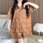 Đồ Bộ Ngủ Tay Ngắn Quần Đùi Nữ Họa Tiết Sang Trọng Mặc Mát Thoải Mái Big Size 50–80kg