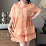 Đồ Bộ Ngủ Tay Ngắn Quần Đùi Nữ Họa Tiết Sang Trọng Mặc Mát Thoải Mái Big Size 50–80kg