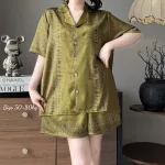 Đồ Bộ Ngủ Tay Ngắn Quần Đùi Nữ Họa Tiết Sang Trọng Mặc Mát Thoải Mái Big Size 50–80kg