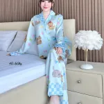 Đồ Bộ Ngủ Nữ - Đồ Bộ Tay Dài Quần Dài Họa Tiết Đơn Giản Mặc Mát Thoải Mái Size Thường 40–60kg