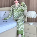 Đồ Bộ Ngủ Nữ - Đồ Bộ Tay Dài Quần Dài Họa Tiết Đơn Giản Mặc Mát Thoải Mái Size Thường 40–60kg