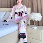 Đồ Bộ Ngủ Nữ - Đồ Bộ Tay Dài Quần Dài Họa Tiết Đơn Giản Mặc Mát Thoải Mái Size Thường 40–60kg