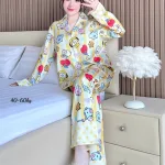 Đồ Bộ Ngủ Nữ - Đồ Bộ Tay Dài Quần Dài Họa Tiết Đơn Giản Mặc Mát Thoải Mái Size Thường 40–60kg