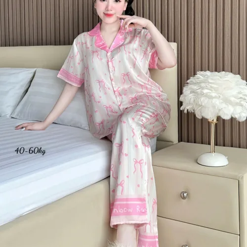 Đồ Bộ Ngủ Nữ - Đồ Bộ Quần Dài Tay Ngắn Họa Tiết Đơn Giản Mặc Mát Thoải Mái Size Thường 40–60kg