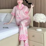 Đồ Bộ Ngủ Nữ - Đồ Bộ Quần Dài Tay Ngắn Họa Tiết Đơn Giản Mặc Mát Thoải Mái Size Thường 40–60kg