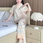 Đồ Bộ Ngủ Nữ - Đồ Bộ Quần Dài Tay Ngắn Họa Tiết Đơn Giản Mặc Mát Thoải Mái Size Thường 40–60kg