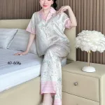 Đồ Bộ Ngủ Nữ - Đồ Bộ Quần Dài Tay Ngắn Họa Tiết Đơn Giản Mặc Mát Thoải Mái Size Thường 40–60kg