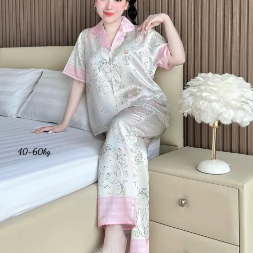 Đồ Bộ Ngủ Nữ - Đồ Bộ Quần Dài Tay Ngắn Họa Tiết Đơn Giản Mặc Mát Thoải Mái Size Thường 40–60kg