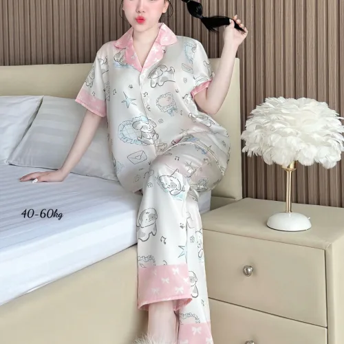 Đồ Bộ Ngủ Nữ - Đồ Bộ Quần Dài Tay Ngắn Họa Tiết Đơn Giản Mặc Mát Thoải Mái Size Thường 40–60kg