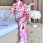 Đồ Bộ Ngủ Nữ - Đồ Bộ Quần Dài Tay Ngắn Họa Tiết Đơn Giản Mặc Mát Thoải Mái Size Thường 40–60kg