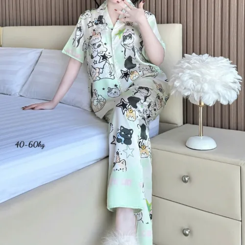 Đồ Bộ Ngủ Nữ - Đồ Bộ Quần Dài Tay Ngắn Họa Tiết Đơn Giản Mặc Mát Thoải Mái Size Thường 40–60kg
