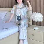 Đồ Bộ Ngủ Nữ - Đồ Bộ Quần Dài Tay Ngắn Họa Tiết Đơn Giản Mặc Mát Thoải Mái Size Thường 40–60kg