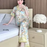 Đồ Bộ Ngủ Nữ - Đồ Bộ Quần Dài Tay Ngắn Họa Tiết Đơn Giản Mặc Mát Thoải Mái Size Thường 40–60kg