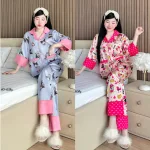 Đồ Bộ Ngủ Nữ - Đồ Bộ Tay Lỡ Quần Dài Họa Tiết Đơn Giản Mặc Mát Thoải Mái Size Thường 40–65kg