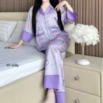 Đồ Bộ Ngủ Nữ - Đồ Bộ Tay Lỡ Quần Dài Họa Tiết Đơn Giản Mặc Mát Thoải Mái Size Thường 40–65kg