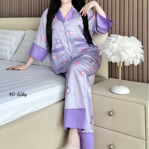 Đồ Bộ Ngủ Nữ - Đồ Bộ Tay Lỡ Quần Dài Họa Tiết Đơn Giản Mặc Mát Thoải Mái Size Thường 40–65kg