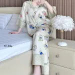 Đồ Bộ Ngủ Nữ - Đồ Bộ Tay Lỡ Quần Dài Họa Tiết Đơn Giản Mặc Mát Thoải Mái Size Thường 40–65kg