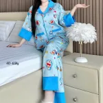 Đồ Bộ Ngủ Nữ - Đồ Bộ Tay Lỡ Quần Dài Họa Tiết Đơn Giản Mặc Mát Thoải Mái Size Thường 40–65kg