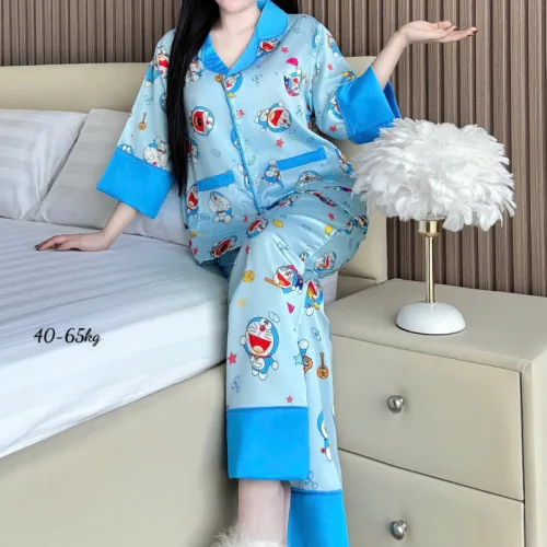 Đồ Bộ Ngủ Nữ - Đồ Bộ Tay Lỡ Quần Dài Họa Tiết Đơn Giản Mặc Mát Thoải Mái Size Thường 40–65kg