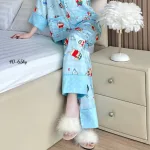 Đồ Bộ Ngủ Nữ - Đồ Bộ Tay Lỡ Quần Dài Họa Tiết Đơn Giản Mặc Mát Thoải Mái Size Thường 40–65kg