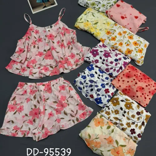 Đồ bộ nữ 2 dây quần đùi hoa vải mango DD-95539