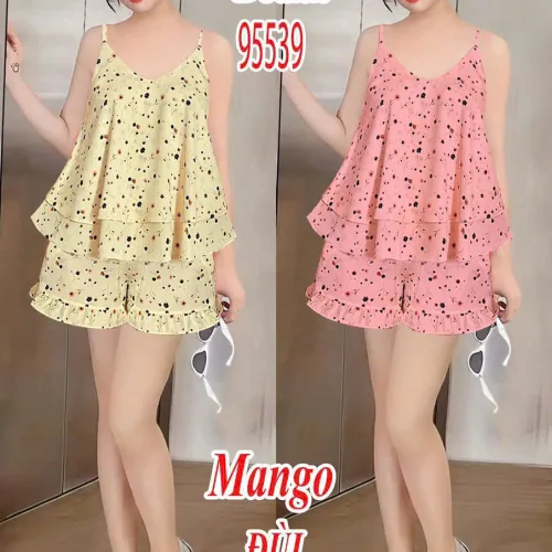 Đồ bộ nữ 2 dây quần đùi hoa vải mango DD-95539