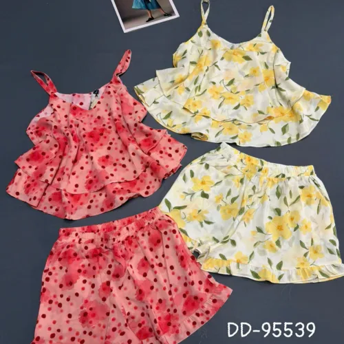 Đồ bộ nữ 2 dây quần đùi hoa vải mango DD-95539