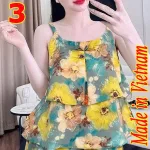 Đồ bộ nữ 2 dây vải mango quần đùi hoa HK-8083