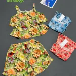 Đồ bộ nữ 2 dây vải mango quần đùi hoa HK-8083