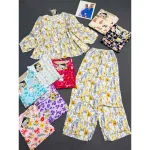 Đồ Bộ Nữ Áo Babydoll Tay Dài Quần Dài Họa Tiết Sang Trọng Vải Tole Mịn Mát Size 45-62kg