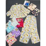 Đồ Bộ Nữ Áo Babydoll Tay Dài Quần Dài Họa Tiết Sang Trọng Vải Tole Mịn Mát Size 45-62kg
