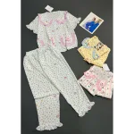 Đồ Bộ Nữ Áo Cổ Sen Tay Ngắn Quần Dài Họa Tiết Đáng Yêu Vải Cotton Hàn Mịn Mát Size 45-62kg